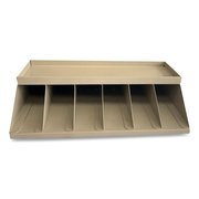 Controltek Coin Wrapper and Bill Strap One-Tier Rack, 6 Comp, Metal, Pebble Beige 500014